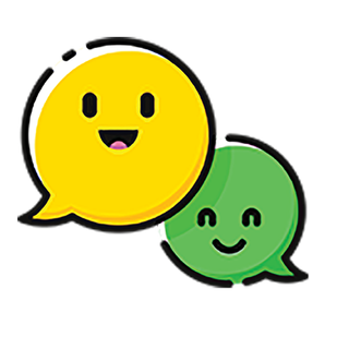 Cartoon logo of two speech bubbles