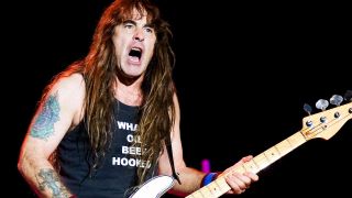 Iron Maiden’s Steve Harris onstage at the Sonisphere festival in 2010