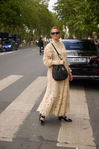 Street style on a woman in Paris for fashion week