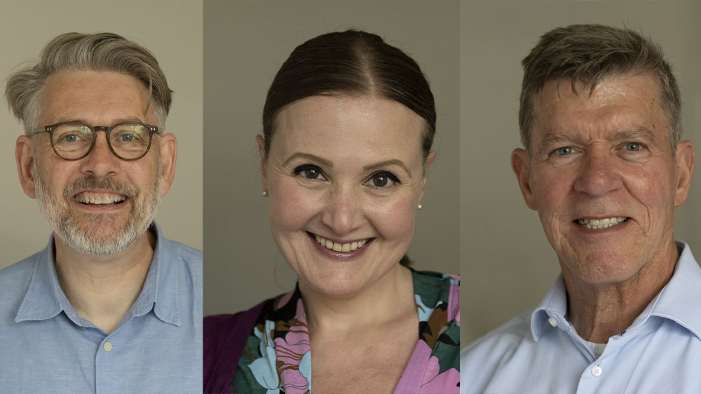 Headshots of Graham McGuinness, Petra Leibu and Neal Kemsley (from right to left).