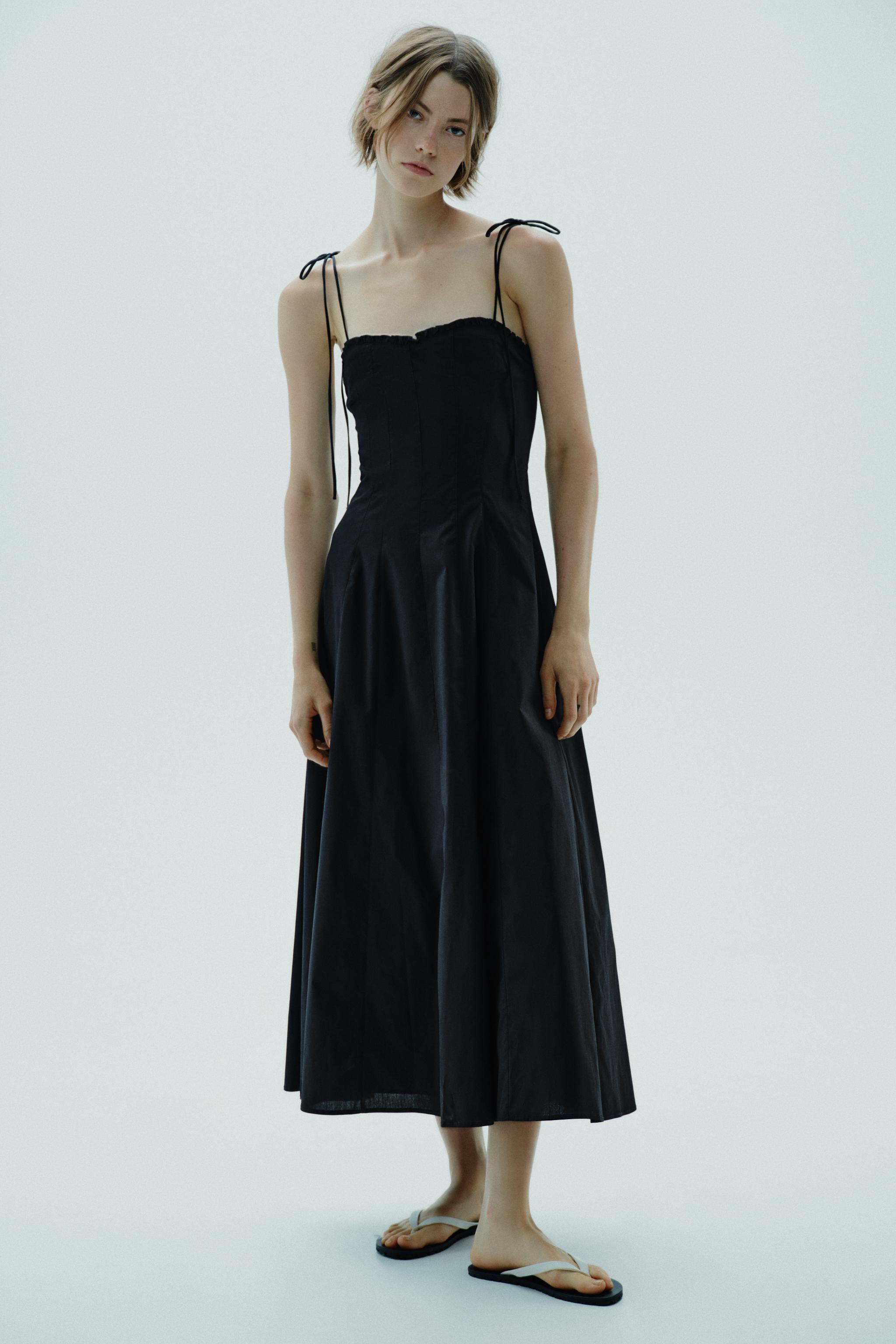 Ruffle Poplin Midi Dress