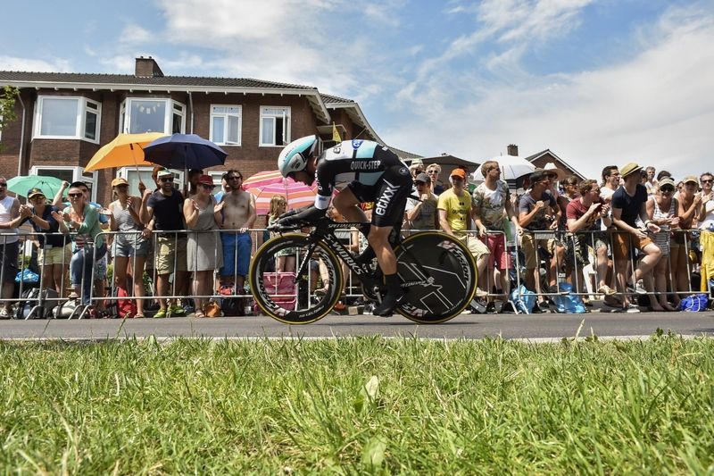 Mark Cavendish (Etixx-Quick Step) heads out onto the course