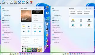 Windows 11 desktop and search Home cluttered vs clean view