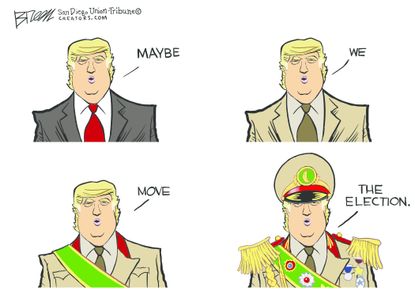 Political Cartoon U.S. Trump dictator move election