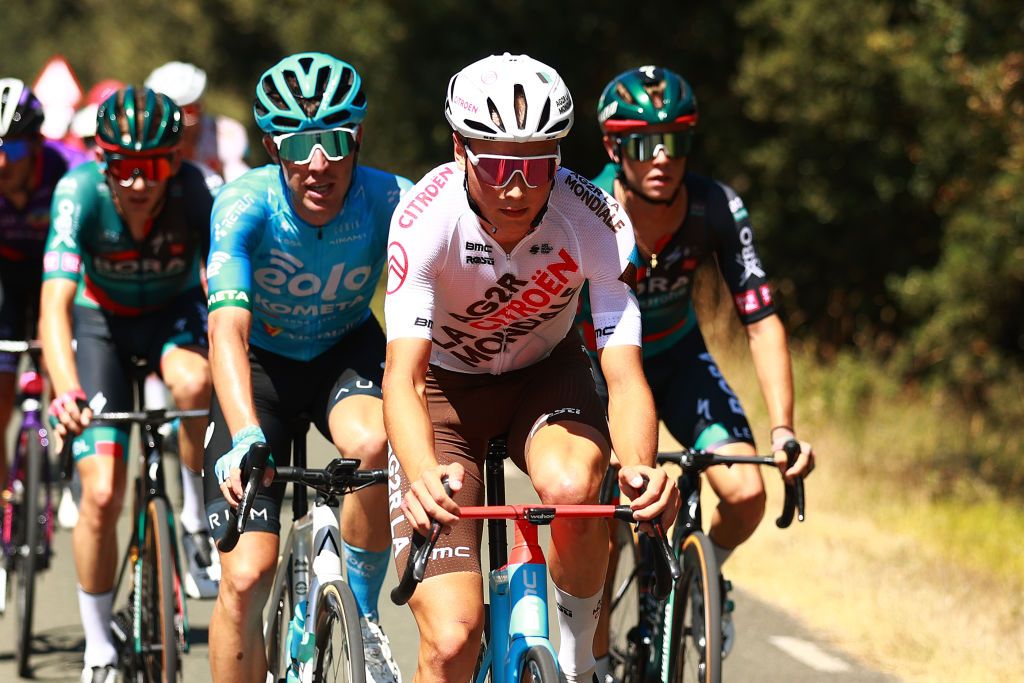 VILLARCAYO SPAIN AUGUST 17 Jaakko Hnninen of Finland and Ag2R Citroen Team competes in the breakaway during the 45th Vuelta a Burgos 2023 Stage 3 a 183km stage from Sargentes de la Lora to Villarcayo on August 17 2023 in Villarcayo Spain Photo by Gonzalo Arroyo MorenoGetty Images