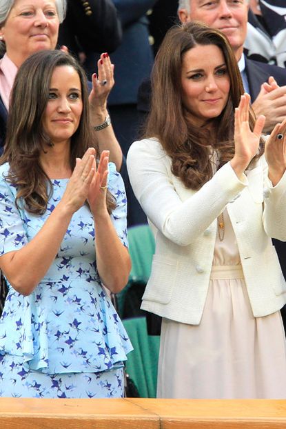 Kate Middleton and Pippa Middleton watch the Wimbledon final