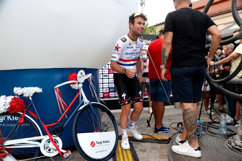 KIELCE POLAND JULY 29 Mark Cavendish of United Kingdom and Team QuickStep Alpha Vinyl during the 79th Tour de Pologne 2022 Team Presentation TdP22 WorldTour on July 29 2022 in Kielce Poland Photo by Bas CzerwinskiGetty Images