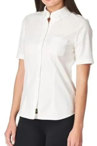 Lee Uniforms Women's Short Sleeve Stretch Oxford Blouse, White, 3x