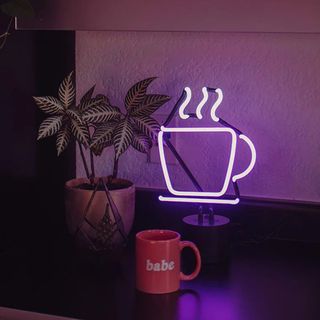 Neon light in coffee cup design
