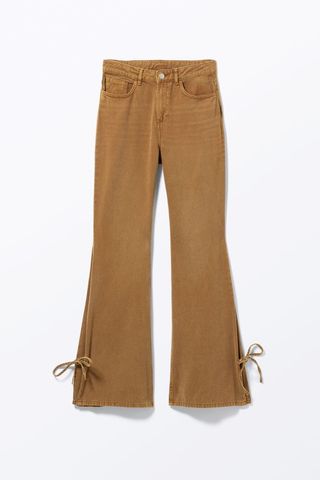 Washed Flared Cotton Trousers