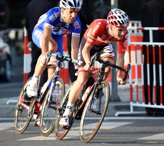 Tosh Van der Sande leads an escape on stage five of the 2014 Tour of Beijing