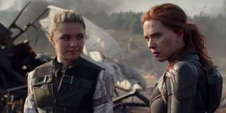 Black Widow screenshot of Florence Pugh and Scarlett Johansson