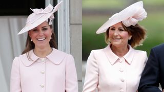 Kate and Carole Middleton wearing very similar pink outfits
