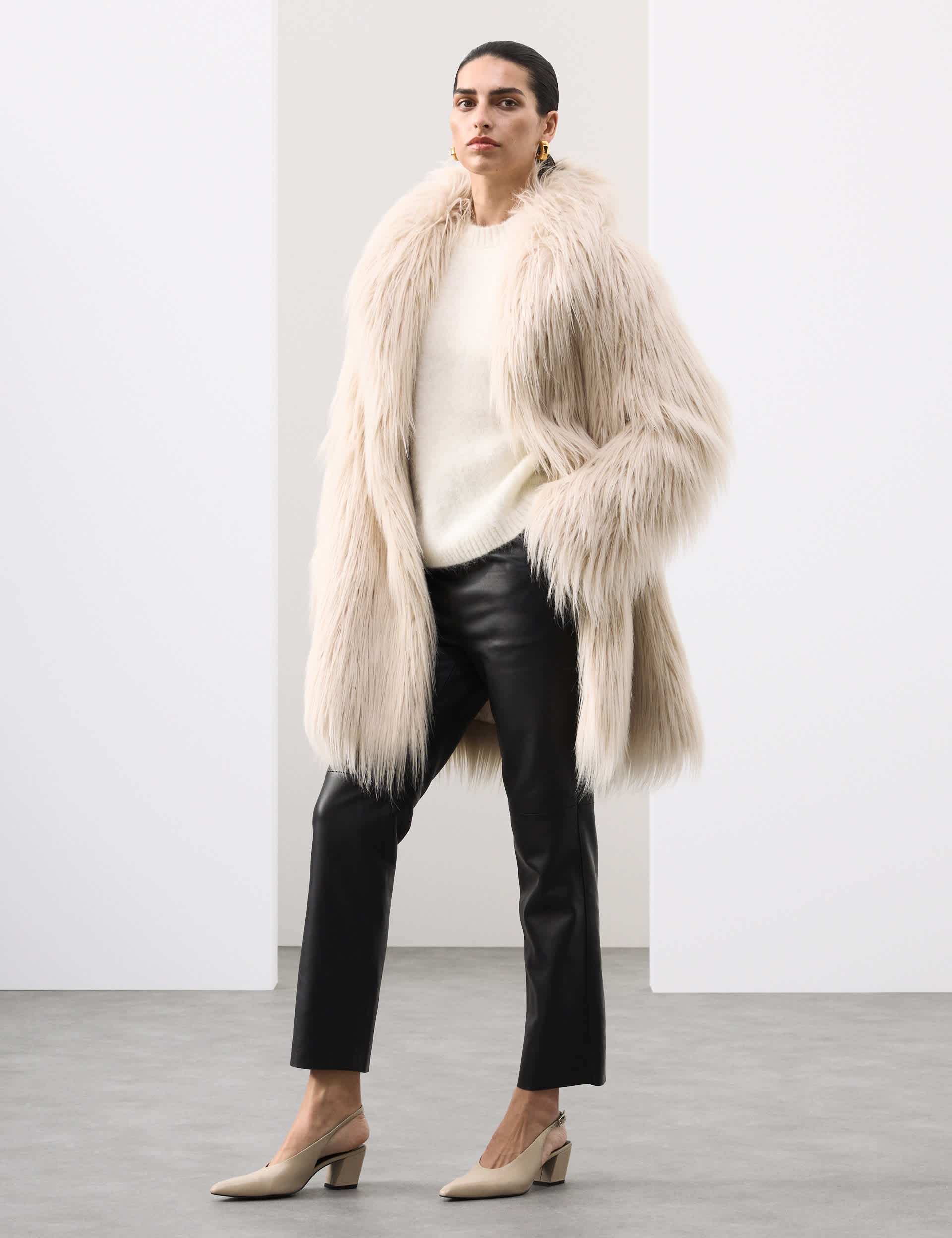 Faux Fur Collared Longline Coat