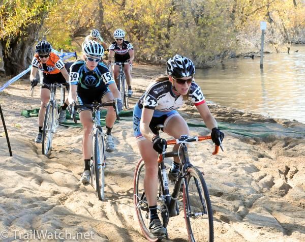 Barb Howe ((Ibis and the Danger Twins) leading a group along the beach