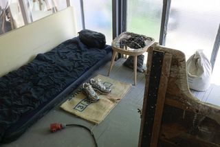 Berlin ceramacist Yasuhiro Cúze prepared his studio with a mattress, sleeping bag , food