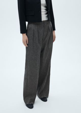 Flecked Pleated Trousers - Women | Mango Usa