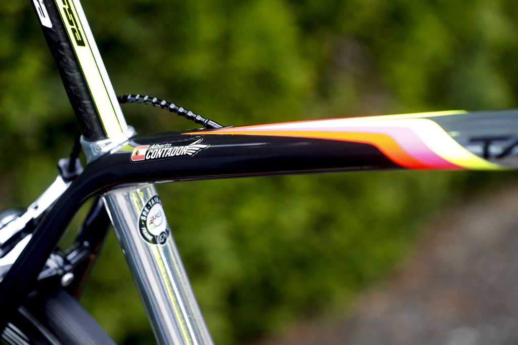 The Tarmac receives UCI approval and in case you weren't sure, there is an 'Alberto Contador' sticker...