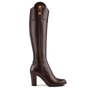 mahogany leather High Heeled Knee-high Boots 