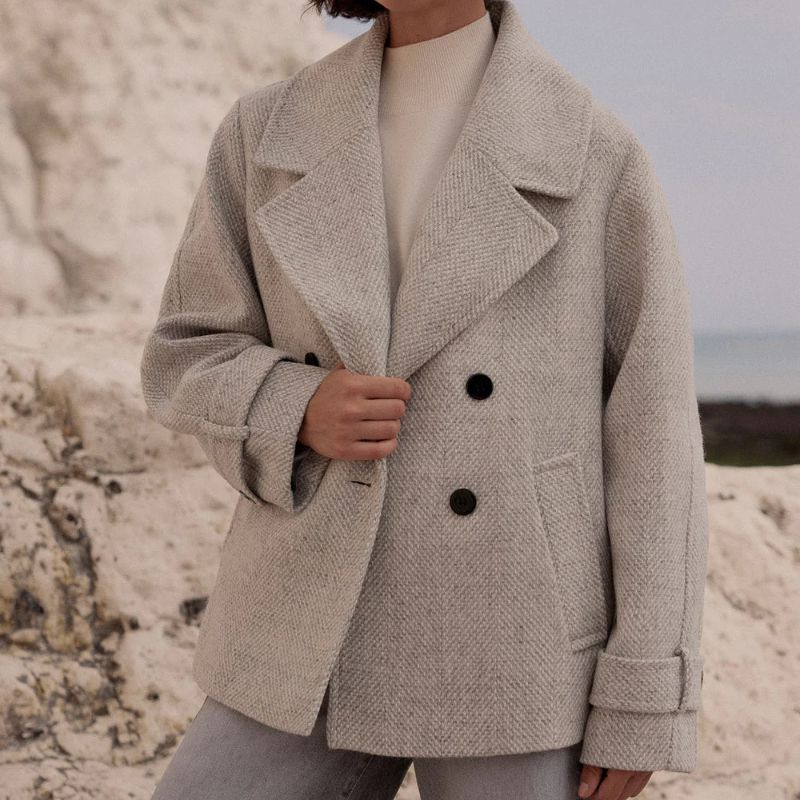 Mint Velvet, Grey Double Breasted Textured Coat