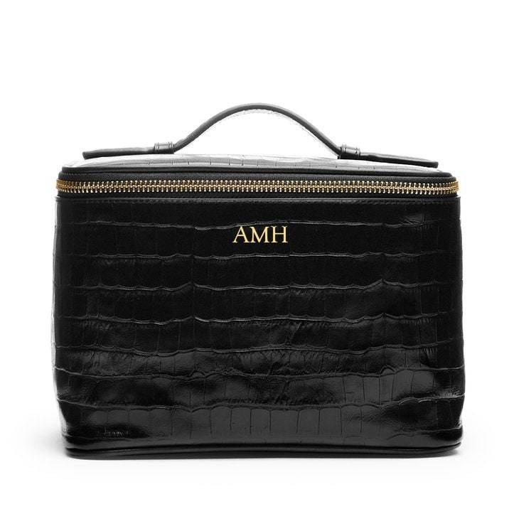 Leatherology, Medium Train Case Black Croc