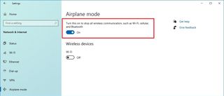 Windows 10 enable Airplane mode save battery school laptop