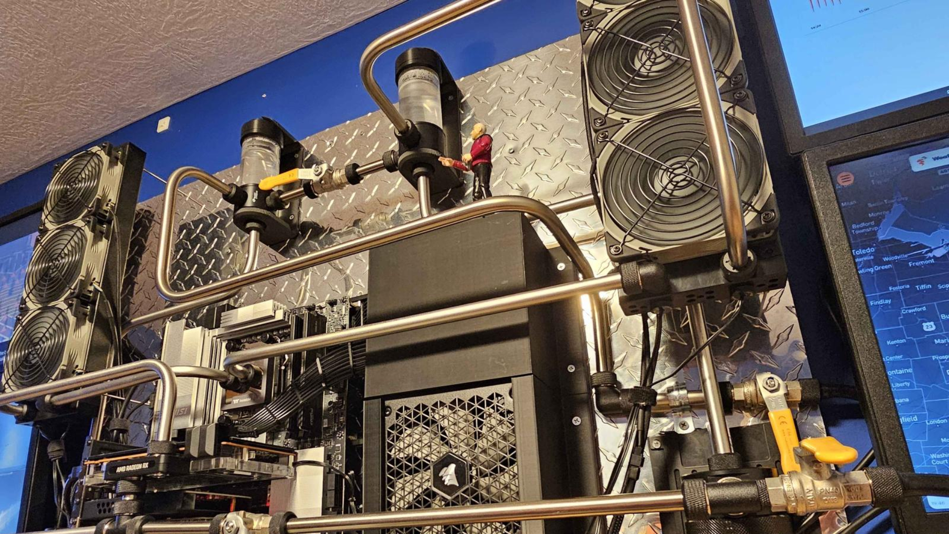 Custom looped wall-mounted PC