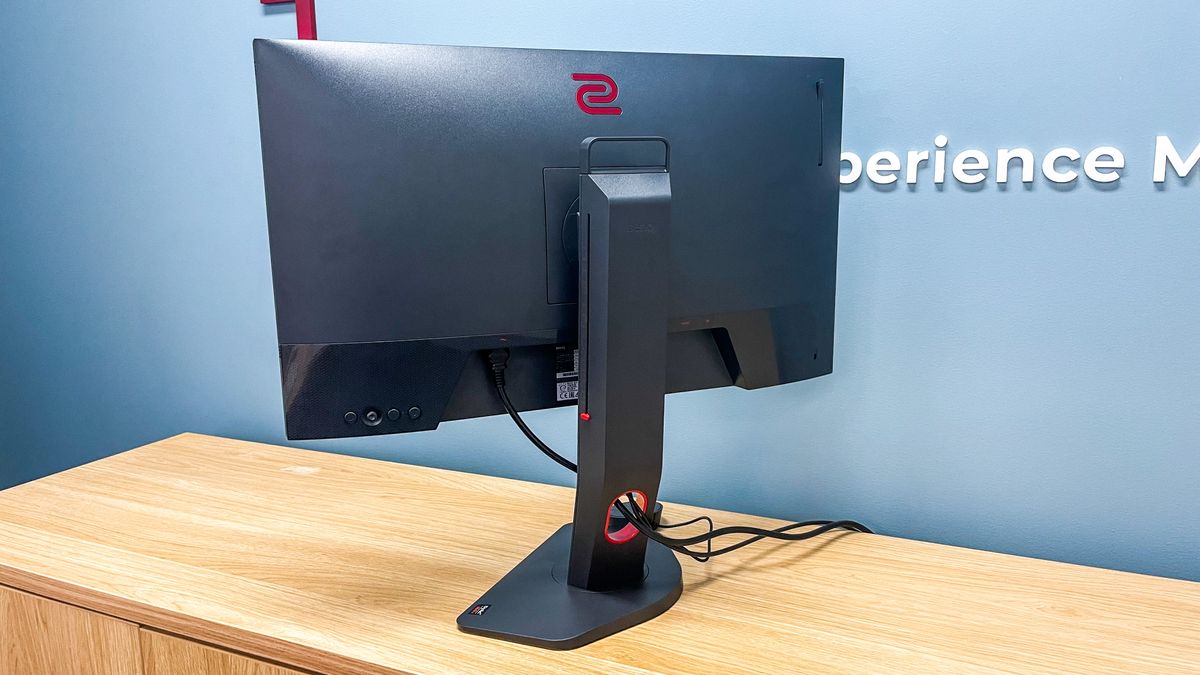 BenQ Zowie XL2566K gaming monitor viewed from the rear, showing carry handle