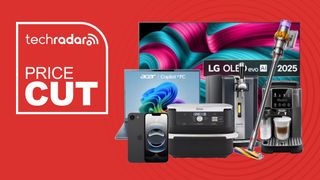 Collage of tech from the Currys New Year sale, including an LG TG, Acer laptop and Dyson vacuum