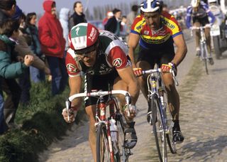 Steve Bauer and Eddy Planckaert Paris-Roubaix 1990