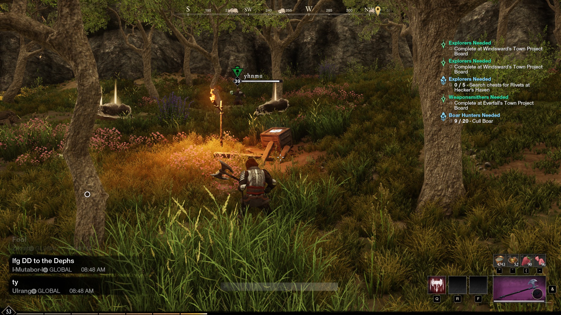 A player stalking a bot in New World.