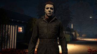 Michael Meyers standing in the middle of the street in Halloween: The Game