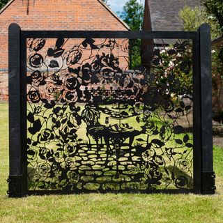 freestanding panel with garden area