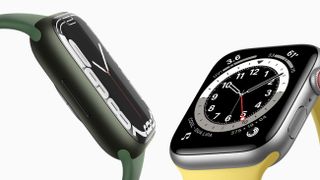 Product shots of the Apple Watch Series 7 and Apple Watch SE