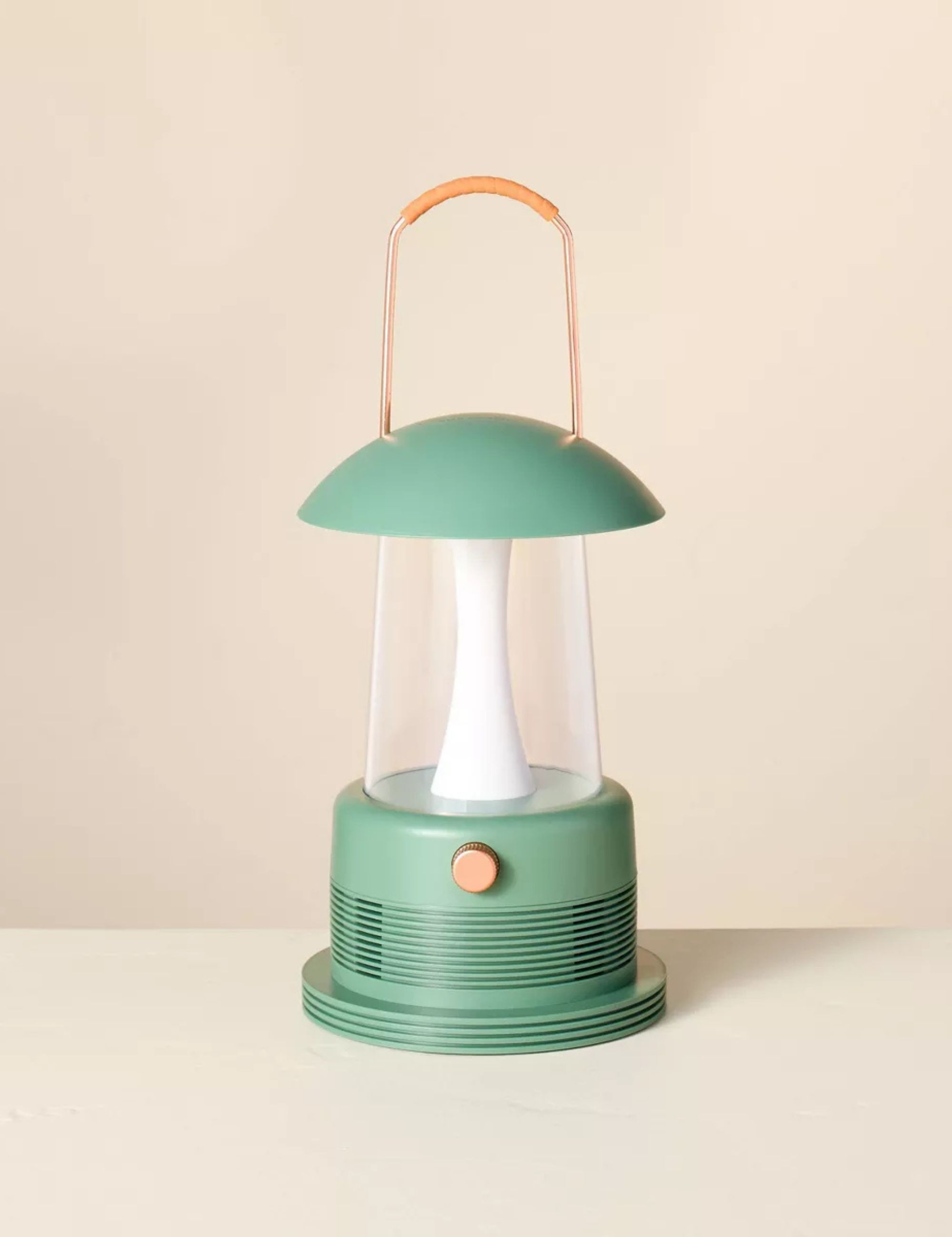 Green portable lamp with built in speaker