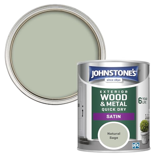 Johnstone's - Quick Dry Satin Natural Sage Finish Exterior Wood &amp;amp; Metal Resistant to Cracking Peeling 6 Years of Life 12m2 Coverage Per Litre 750 Ml (pack 1)