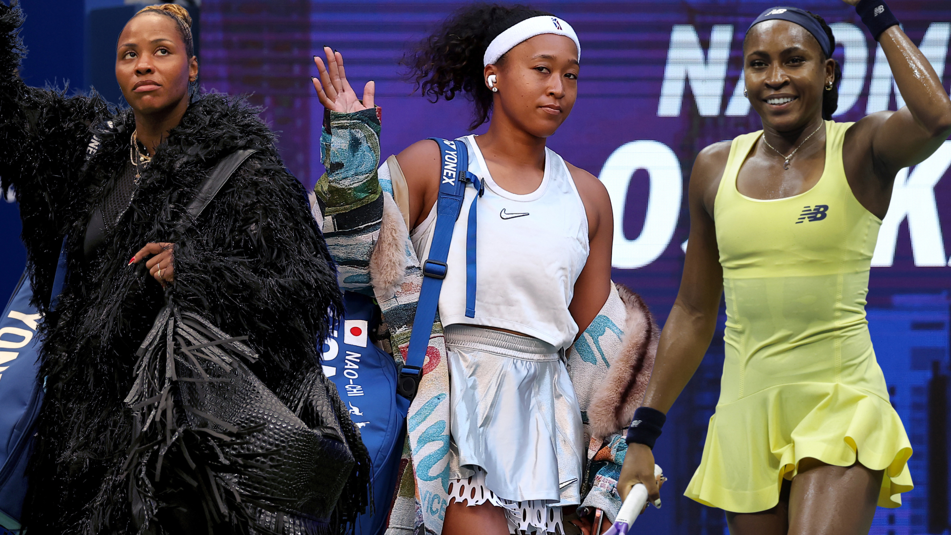 collage of the best tennis player outfits at the 2026 US Open