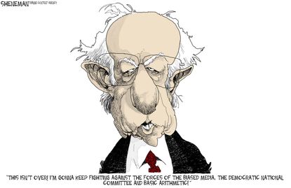 Political cartoon U.S. Bernie media 2016