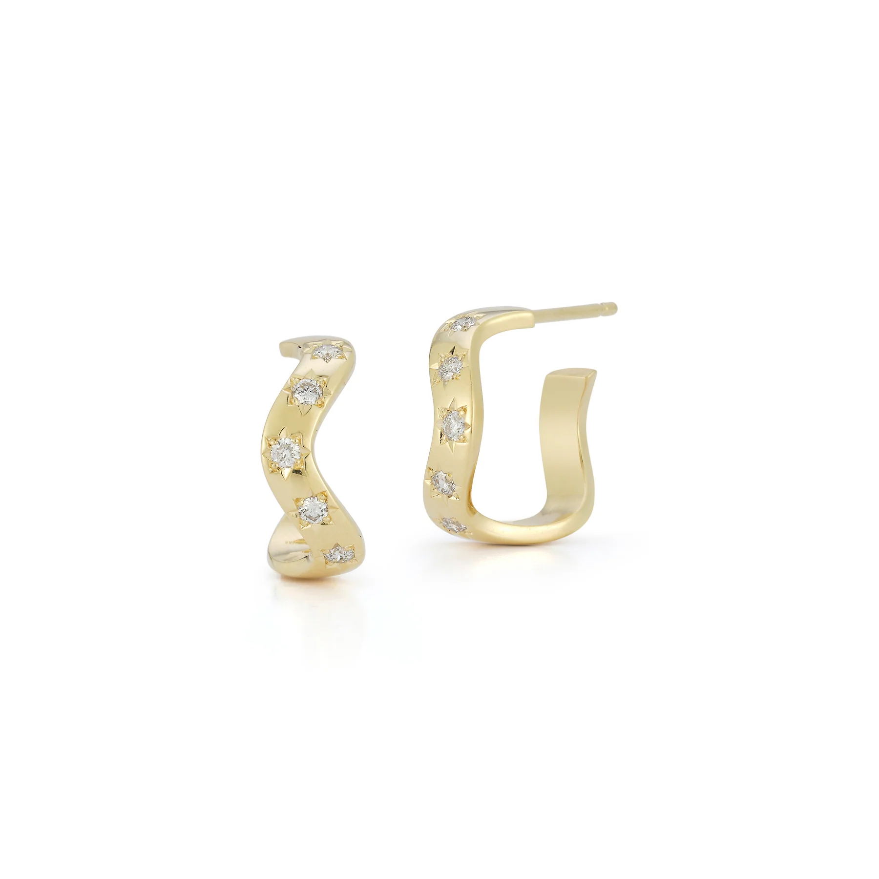 Anniversary Small Diamond Wave Hoops