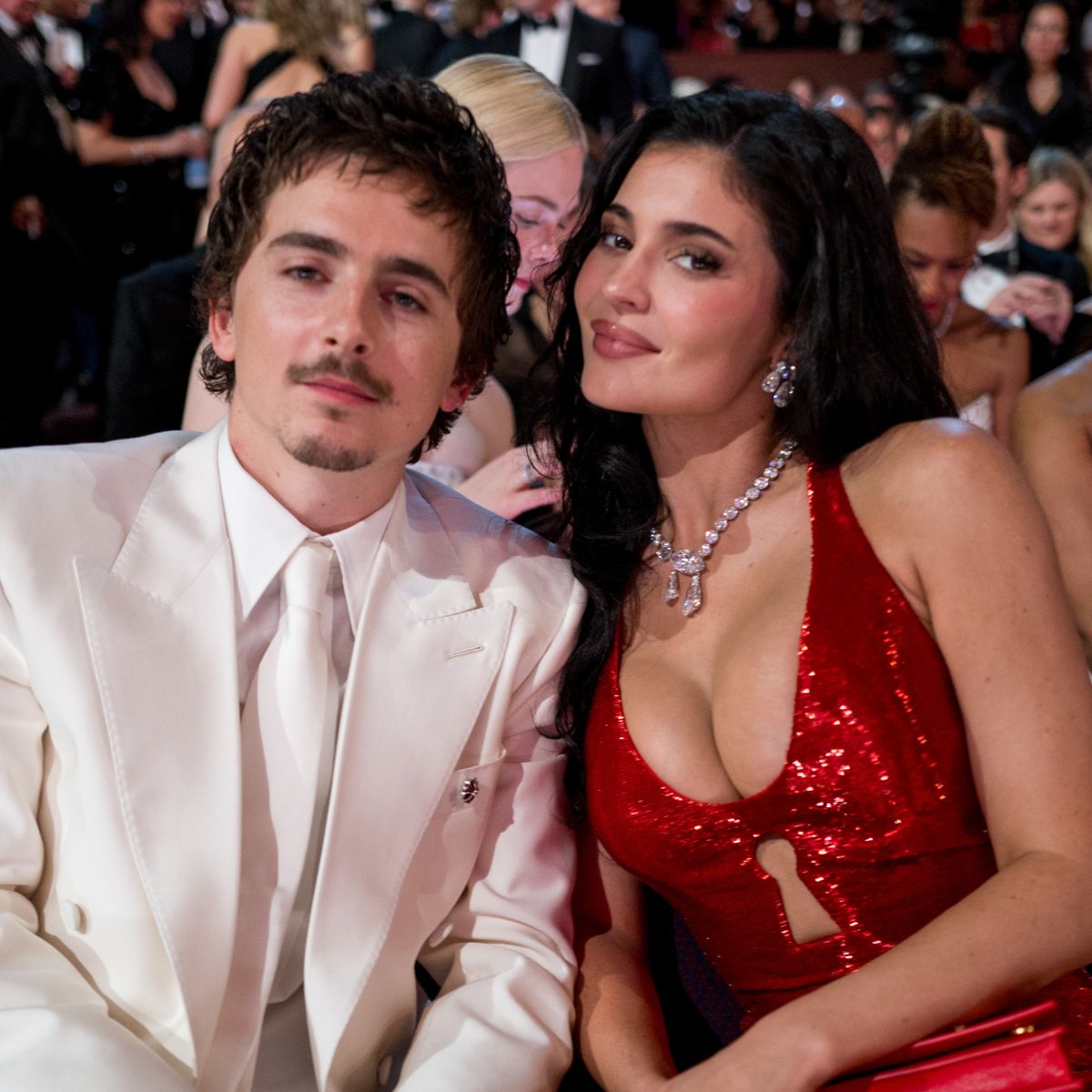 Kylie Jenner and Timoth&eacute;e Chalamet at the 2026 Oscars