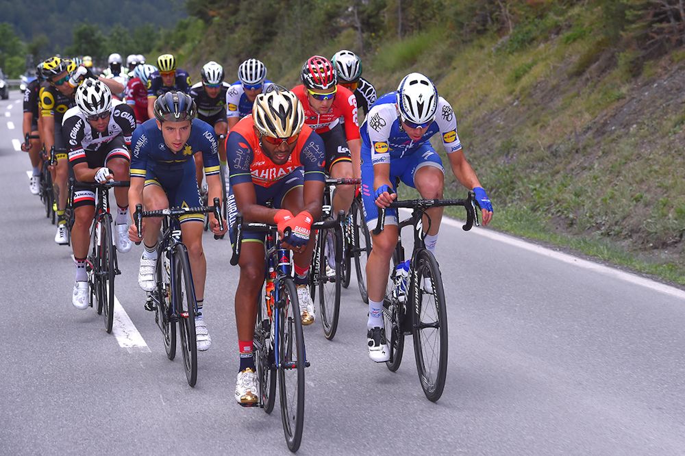 The peloton in action during stage 7 at Tour de Suisse