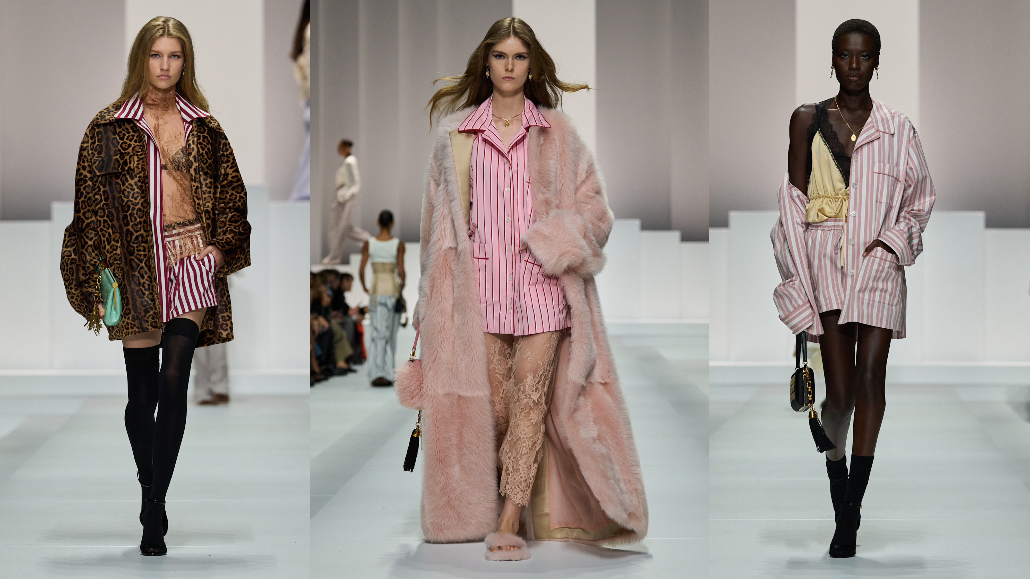 A collage of models during the dolce &amp; Gabbana spring/summer 2026 runway show.