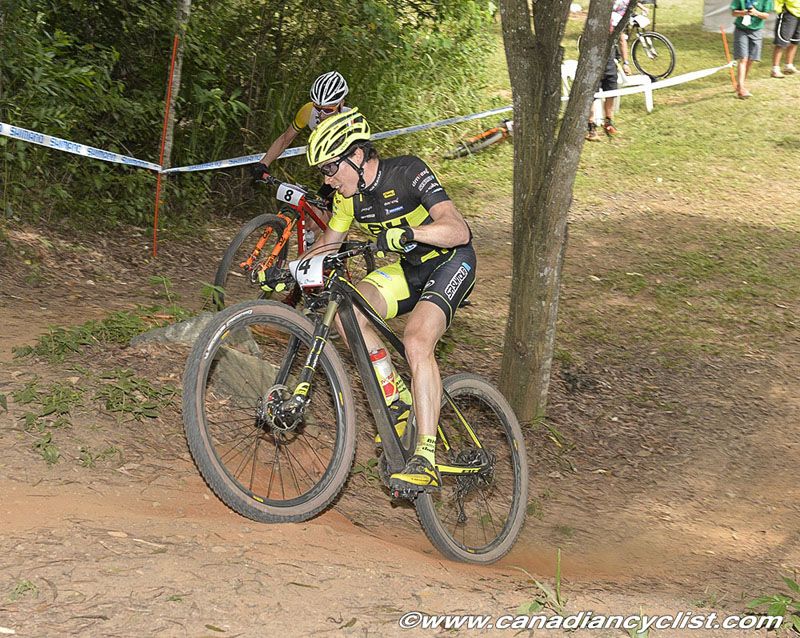Maxime Marotte (BH-SR Suntour-KMC) and Daniel McConnell (Trek Factory Racing XC)