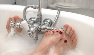 man in bath, woman in bath, shared bath, bubbles, romance