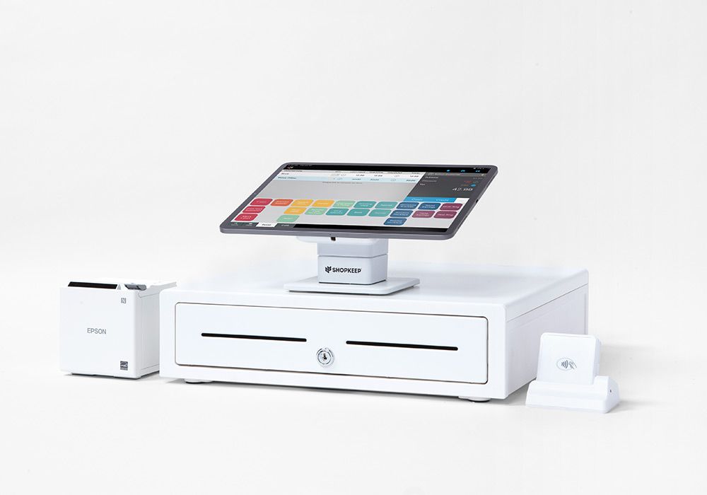 ShopKeep POS hardware terminal in white