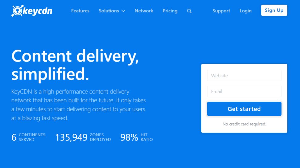 Website screenshot of KeyCDN (September, 2025)
