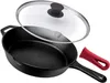 Cuisinel Pre-Seasoned 10-inch Cast Iron Skillet with Glass Lid and Handle Cover 