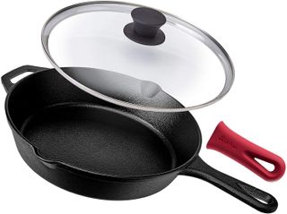 Lodge 12 in. Cast Iron Deep Skillet in Black with Lid L10CF3 - The Home  Depot