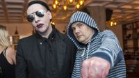 Marilyn Manson and Billy Corgan attend SiriusXM's Town Hall With Marilyn Manson And Billy Corgan on August 6, 2015 in Chicago, Illinois.