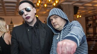 Marilyn Manson and Billy Corgan attend SiriusXM's Town Hall With Marilyn Manson And Billy Corgan on August 6, 2015 in Chicago, Illinois. 